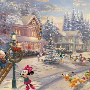 CEACO Disney Thomas Kinkade MICKEY & MINNIE SWEETHEART HOLIDAY 1000 pc Puzzle